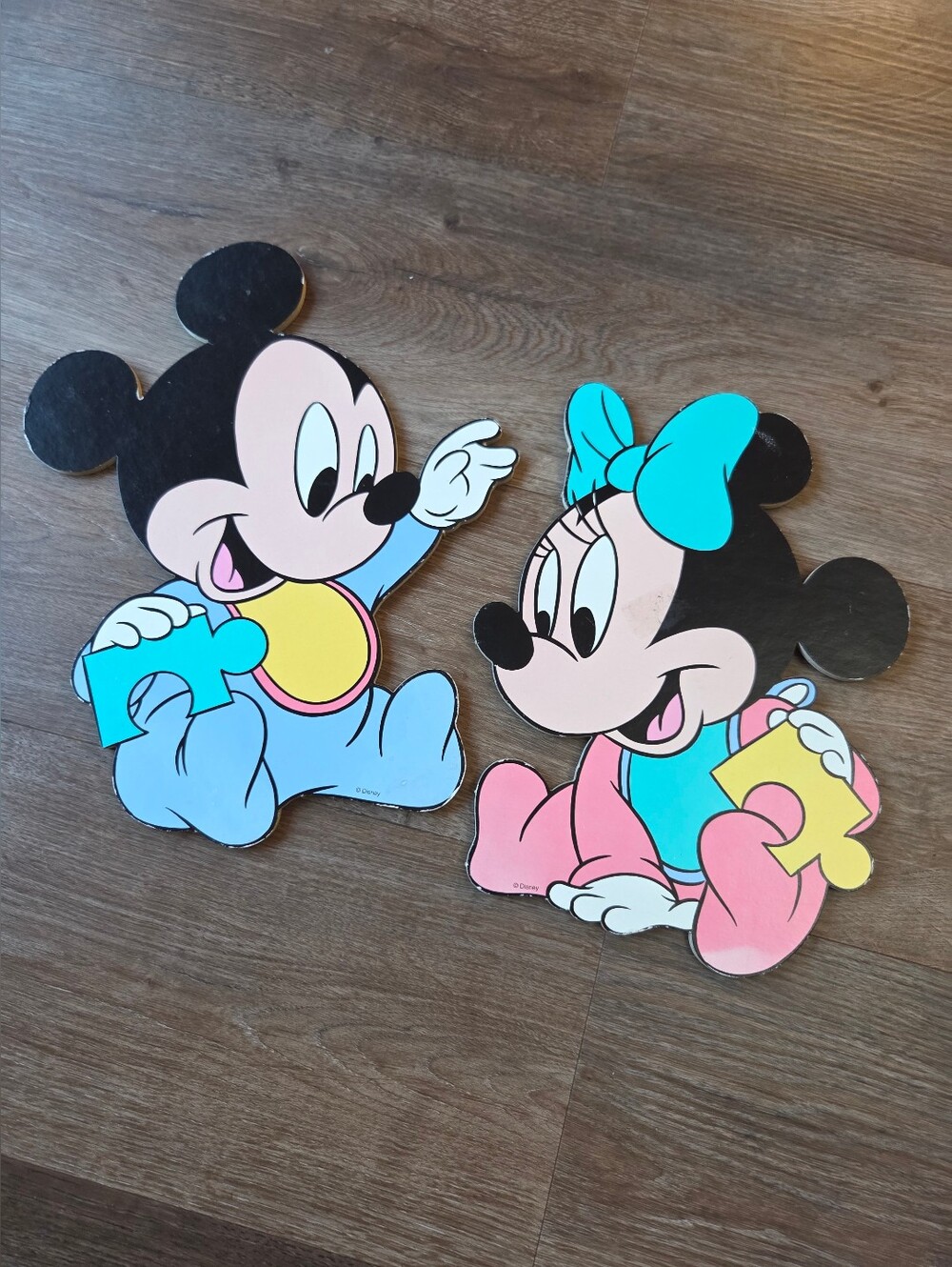 Vintage Disney Mickey & Minnie Baby Wall Plaque Board Nursery Decor. Super cute